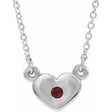 14K White Mozambique Garnet Heart 16" Necklace          -86335:60000:P-ST-WBC