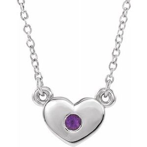 Sterling Silver Amethyst Heart 16" Necklace           -86335:60007:P-ST-WBC