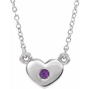 14K White Amethyst Heart 16" Necklace           -86335:60004:P-ST-WBC