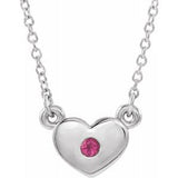 14K White Pink Tourmaline Heart 16" Necklace      -86335:60048:P-ST-WBC