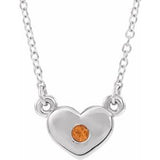 Sterling Silver Citrine Heart 16" Necklace   -86335:60055:P-ST-WBC