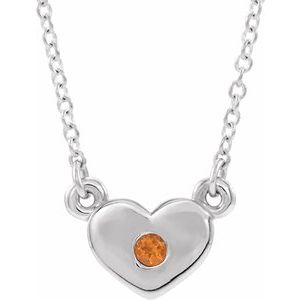 14K White Citrine Heart 16" Necklace   -86335:60052:P-ST-WBC