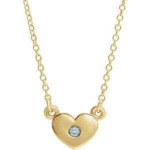 14K Yellow Blue Zircon Heart 16" Necklace  -86335:60057:P-ST-WBC