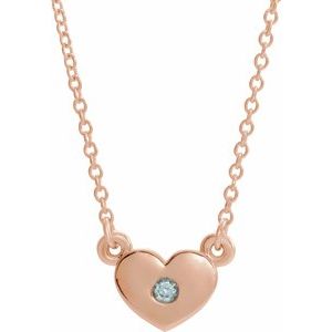 14K Rose Blue Zircon Heart 16" Necklace  -86335:60058:P-ST-WBC