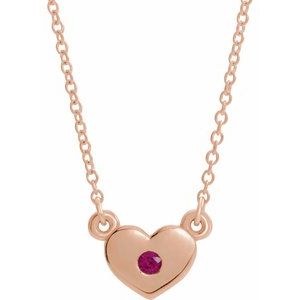 14K Rose Ruby Heart 16" Necklace              -86335:60030:P-ST-WBC