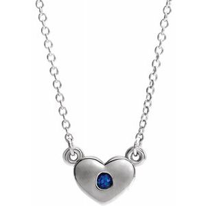 Sterling Silver Chatham¬Æ Created Blue Sapphire Heart 16" Necklace-86335:60047:P-ST-WBC