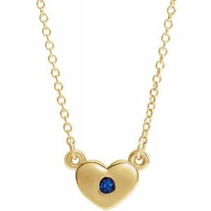 14K Yellow Chatham¬Æ Created Blue Sapphire Heart 16" Necklace-86335:60045:P-ST-WBC