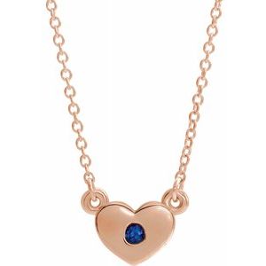 14K Rose Chatham¬Æ Created Blue Sapphire Heart 16" Necklace-86335:60046:P-ST-WBC