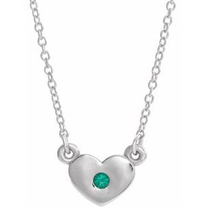 Sterling Silver Chatham¬Æ Created Emerald Heart 16" Necklace                   -86335:60019:P-ST-WBC