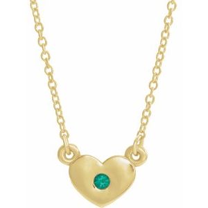 14K Yellow Chatham¬Æ Created Emerald Heart 16" Necklace                   -86335:60017:P-ST-WBC