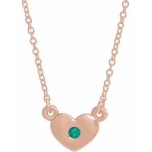 14K Rose Chatham¬Æ Created Emerald Heart 16" Necklace                   -86335:60018:P-ST-WBC