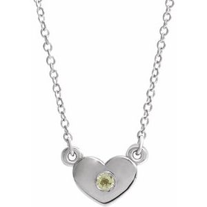 Sterling Silver Peridot Heart 16" Necklace         -86335:60039:P-ST-WBC
