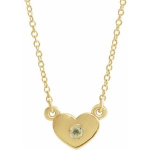 14K Yellow Peridot Heart 16" Necklace         -86335:60037:P-ST-WBC