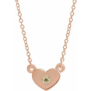 14K Rose Peridot Heart 16" Necklace         -86335:60038:P-ST-WBC