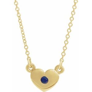 14K Yellow Blue Sapphire Heart 16" Necklace        -86335:60041:P-ST-WBC