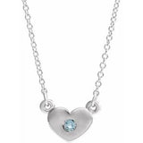 Sterling Silver Aquamarine Heart 16" Necklace            -86335:60011:P-ST-WBC