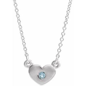 14K White Aquamarine Heart 16" Necklace            -86335:60008:P-ST-WBC