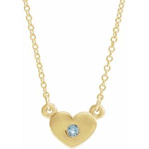 14K Yellow Aquamarine Heart 16" Necklace            -86335:60009:P-ST-WBC