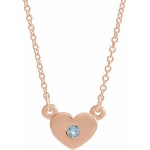 14K Rose Aquamarine Heart 16" Necklace            -86335:60010:P-ST-WBC