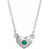 Sterling Silver Emerald Heart 16" Necklace             -86335:60015:P-ST-WBC