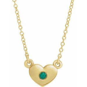 14K Yellow Emerald Heart 16" Necklace             -86335:60013:P-ST-WBC