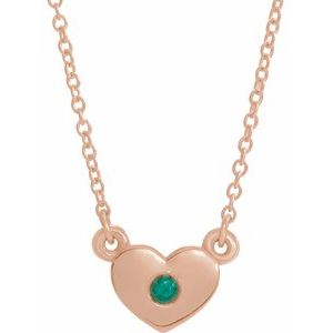 14K Rose Emerald Heart 16" Necklace             -86335:60014:P-ST-WBC