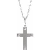 Platinum Cross 18" Necklace-R42380:203:P-ST-WBC