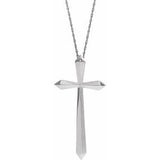 Platinum 38x18.5 mm Elongated Cross 20" Necklace-R43102:204:P-ST-WBC