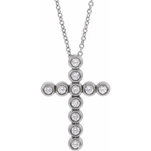 Platinum 1/4 CTW Diamond Cross 16-18" Necklace-R42379:703:P-ST-WBC