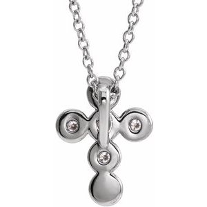 Platinum 1/6 CTW Diamond Cross 16-18" Necklace-R42379:708:P-ST-WBC