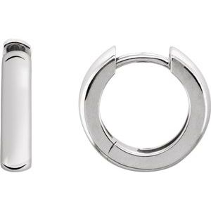 Sterling Silver 14 mm Hinged Earrings-20176:10014:P-ST-WBC