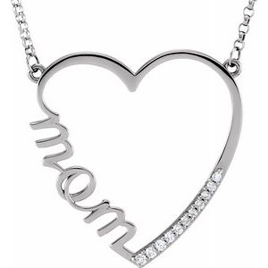 14K White 1/10 CTW Diamond Mom Heart 17" Necklace-86202:6001:P-ST-WBC