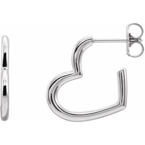 Sterling Silver Heart Hoop Earrings-87040:604:P-ST-WBC