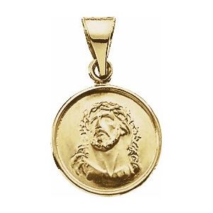 18K Yellow 13 mm Face of Jesus Medal-R16942:129580:P-ST-WBC