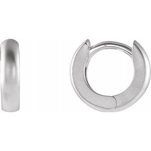 14K White 9.5 mm Hinged Hoop Earrings with Bead Blast Finish-21631:300001:P-ST-WBC