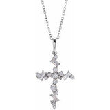 Platinum 3/8 CTW Diamond Scattered Cross 16-18" Necklace-R42384:703:P-ST-WBC