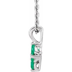 14K White Youth Emerald 16-18" Necklace-86694:716:P-ST-WBC
