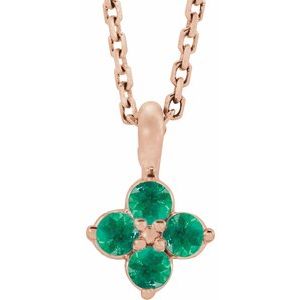 14K Rose Youth Emerald 16-18" Necklace-86694:718:P-ST-WBC