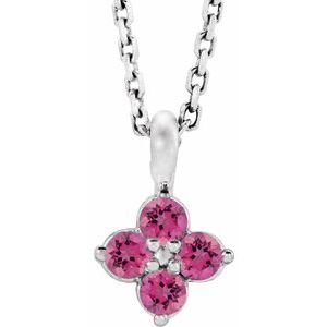 14K White Youth Pink Tourmaline 16-18" Necklace-86694:736:P-ST-WBC