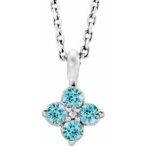 14K White Youth Blue Zircon 16-18" Necklace-86694:744:P-ST-WBC