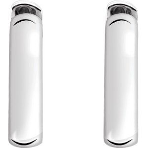 Sterling Silver 14 mm Hinged Earrings-20176:10014:P-ST-WBC