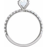 14K White 6.5 mm Round Forever One‚Ñ¢ Moissanite & 1/3 CTW Diamond Engagement Ring  -653379:601:P-ST-WBC