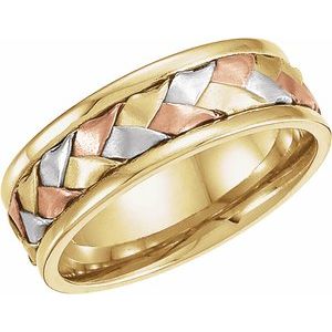 14K Tri-Color 7.75 mm Woven Band Size 5-50632:100100:P-ST-WBC