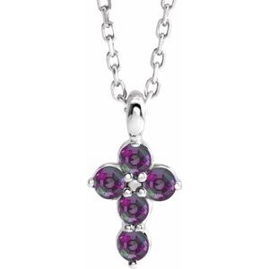 Platinum Chatham¬Æ Created Alexandrite Cross 16-18" Necklace-R42363:718:P-ST-WBC