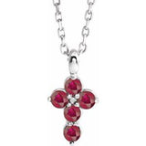 Platinum Chatham¬Æ Created Ruby Cross 16-18" Necklace-R42363:728:P-ST-WBC