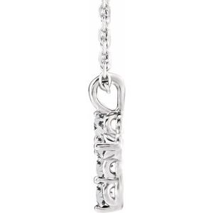 Platinum White Sapphire Cross 16-18" Necklace-R42363:698:P-ST-WBC