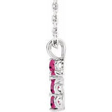 Platinum Pink Tourmaline Cross 16-18" Necklace-R42363:748:P-ST-WBC