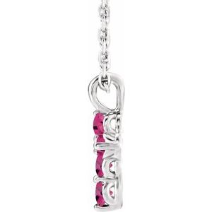 Platinum Pink Tourmaline Cross 16-18" Necklace-R42363:748:P-ST-WBC