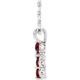 Platinum Garnet Cross 16-18" Necklace-R42363:688:P-ST-WBC