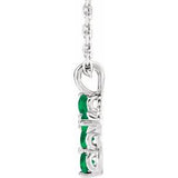 Platinum Chatham¬Æ Created Emerald Cross 16-18" Necklace -R42363:708:P-ST-WBC